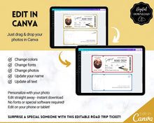 Load image into Gallery viewer, Road Trip Ticket Template | EDITABLE Suprise Road Trip Ticket Invitation | Gold