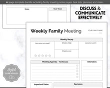 Load image into Gallery viewer, Family Meeting Guide - 12pg Printable Bundle with Meeting Agenda | Family Calendar, Household Planner & Home Organization | Mono
