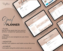 Load image into Gallery viewer, Notion Goal Planner for 2024 | Goals Tracker with SMART Goal Setting Template, Habits, Reflections, Vision Board, Aesthetic Dashboard & Goal Journal