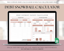 Load image into Gallery viewer, Dave Ramsey Debt Snowball Calculator | Google Sheets Debt Payoff Automated Tracker Template | Budget Planner Spreadsheet | Lux