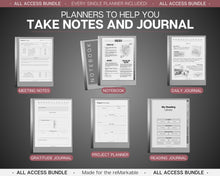 Load image into Gallery viewer, ALL ACCESS template pack for the reMarkable 2 | 2026 Daily Planner, Digital To Do List, Meeting Minutes, Journal & Notebook, Calendar, Tasks