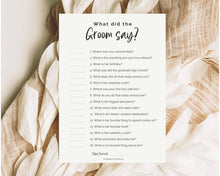 Load image into Gallery viewer, 'What did the Groom Say?' Bridal Shower Game Printable