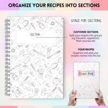 Load image into Gallery viewer, Recipe Notebook & Family Cookbook: Blank Recipe Book to Create and Organize Your Own Personalized Recipe Collection | A4 Mono