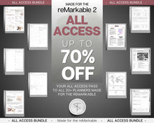 Load image into Gallery viewer, ALL ACCESS template pack for the reMarkable 2 | 2025 Daily Planner, Digital To Do List, Meeting Minutes, Journal & Notebook, Calendar, Tasks