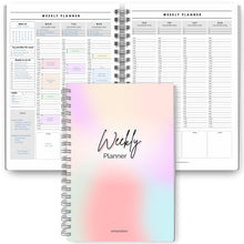 Load image into Gallery viewer, Weekly &amp; Hourly Planner Organizer | Weekly Schedule, To Do List, Productivity Planner &amp; Time Management | A5 Pastel Rainbow
