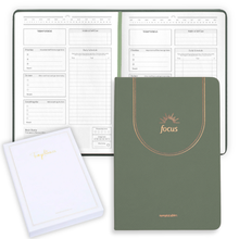 Load image into Gallery viewer, ADHD Daily Planner for Neurodivergent Adults – Premium Leather Productivity & Task Management Planner with Guided Focus Pages, 170gsm Paper, Gold Foiling & Gift Box – Undated | A5