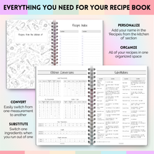 Load image into Gallery viewer, Recipe Notebook & Family Cookbook: Blank Recipe Book to Create and Organize Your Own Personalized Recipe Collection | A4 Mono