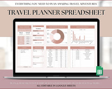 Load image into Gallery viewer, Digital Ultimate Travel Planner | Google Sheets Editable Travel Spreadsheet, Trip Expense Tracker, Packing List, Vacation Schedule | Nude