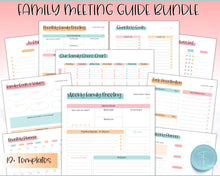 Load image into Gallery viewer, Family Meeting Guide - 12pg Printable Bundle with Meeting Agenda | Family Calendar, Household Planner & Home Organization | Colorful Sky