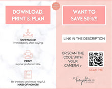 Load image into Gallery viewer, 50pg Maid of Honor Planner Bundle - Matron of Honor Wedding Planner | To Do List for Bridal Showers & Bachelorette | Pink Watercolor