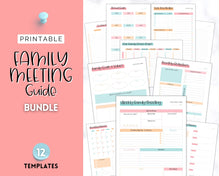 Load image into Gallery viewer, Family Meeting Guide - 12pg Printable Bundle with Meeting Agenda | Family Calendar, Household Planner & Home Organization | Colorful Sky