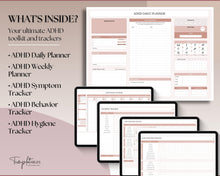 Load image into Gallery viewer, ADHD Planner Spreadsheet for Neurodivergent Adults | Google Sheets Daily & Weekly Planner, Symptom Tracker, Brain Dump & To Do Lists | Nude