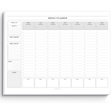 Load image into Gallery viewer, Weekly Hourly Planner Notepad, Daily Planner Desk Pad, Weekly Schedule, To Do List Note Pad, ADHD Planner | 50 Undated Tear Away Sheets A4 | Mono