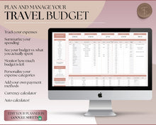 Load image into Gallery viewer, Digital Ultimate Travel Planner | Google Sheets Editable Travel Spreadsheet, Trip Expense Tracker, Packing List, Vacation Schedule | Nude