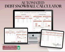 Load image into Gallery viewer, Dave Ramsey Debt Snowball Calculator | Google Sheets Debt Payoff Automated Tracker Template | Budget Planner Spreadsheet | Lux