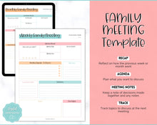 Load image into Gallery viewer, Family Meeting Guide - 12pg Printable Bundle with Meeting Agenda | Family Calendar, Household Planner & Home Organization | Colorful Sky