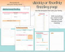 Load image into Gallery viewer, Family Meeting Guide - 12pg Printable Bundle with Meeting Agenda | Family Calendar, Household Planner & Home Organization | Colorful Sky