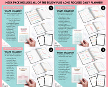 Load image into Gallery viewer, Ultimate ADHD Planner Bundle | Printable ADHD Neurodivergent Daily Life Planner, Fitness, Goal, Finances & Budget, Self Care Planner | Colorful Sky