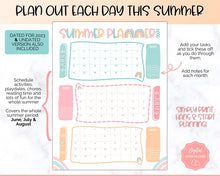 Load image into Gallery viewer, Kids Summer Calendar 2023 | Summer Poster, Summer Countdown, Printable Planner & Checklist | Colorful Sky