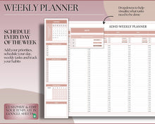 Load image into Gallery viewer, ADHD Planner Spreadsheet for Neurodivergent Adults | Google Sheets Daily & Weekly Planner, Symptom Tracker, Brain Dump & To Do Lists | Nude