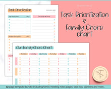 Load image into Gallery viewer, Family Meeting Guide - 12pg Printable Bundle with Meeting Agenda | Family Calendar, Household Planner & Home Organization | Colorful Sky