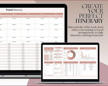 Load image into Gallery viewer, Digital Ultimate Travel Planner | Google Sheets Editable Travel Spreadsheet, Trip Expense Tracker, Packing List, Vacation Schedule | Nude