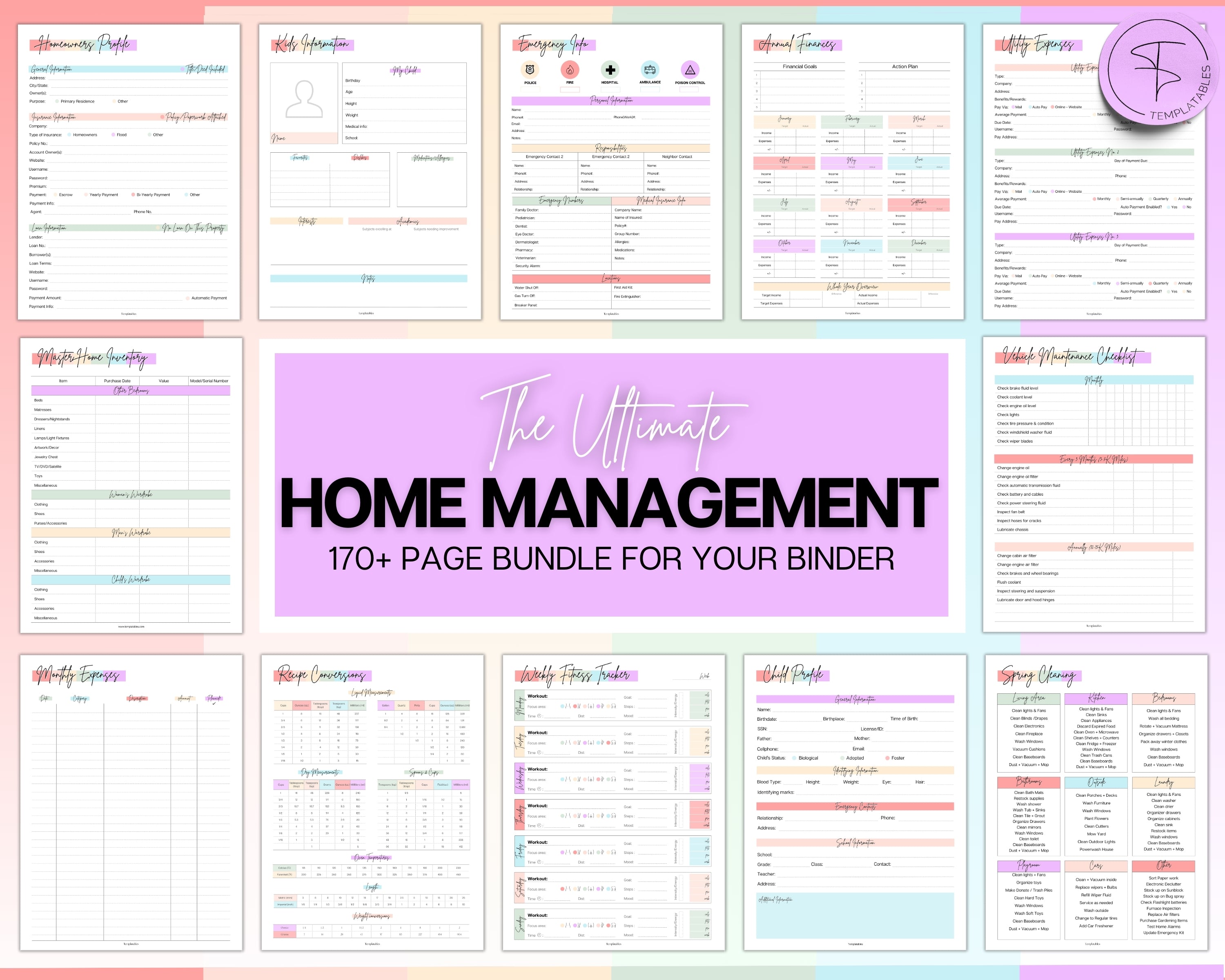 The ULTIMATE Home Management Binder! Your colorful household planner