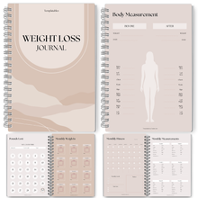Load image into Gallery viewer, 12 Month Weight Loss Journal for Women | Pounds Lost & Body Measurements Tracker | A5