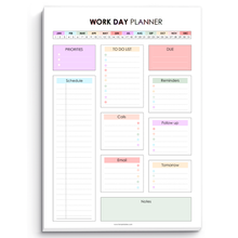 Load image into Gallery viewer, Work Day Planner Notepad | Daily Organizer to Structure Your Day, Boost Productivity, and Get Things Done | Undated and Premium 120gsm Paper | A4 Rainbow