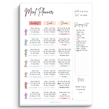 Load image into Gallery viewer, Weekly Meal Planner Notepad, Food Diary, Meal Diet Desk Pad & Nutrition Tracker Note Pad, Grocery List | 50 Undated Tear Away A4 Pages