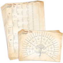 Load image into Gallery viewer, Fill-In Family Tree Charts | A3, 10 Pack (6 & 8 Generations)