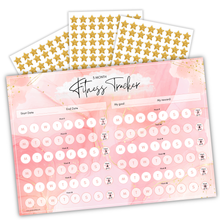 Load image into Gallery viewer, 3-Month Fitness Tracker with Gold Stars to Track Daily Workouts | Pink A4