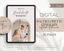 Load image into Gallery viewer, Bachelorette Itinerary Template | eBook Itinerary for Weekend Girls Trip away for hen party's & bachelorettes!
