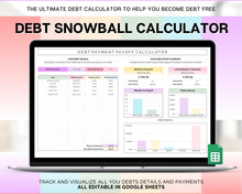Load image into Gallery viewer, Dave Ramsey Debt Snowball Calculator | Google Sheets Debt Payoff Automated Tracker Template | Budget Planner Spreadsheet | Colorful