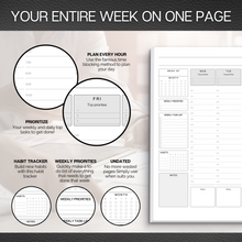 Load image into Gallery viewer, Weekly Hourly Planner Notepad, Daily Planner Desk Pad, Weekly Schedule, To Do List Note Pad, ADHD Planner | 50 Undated Tear Away Sheets A4 | Mono