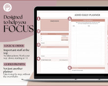 Load image into Gallery viewer, ADHD Planner Spreadsheet for Neurodivergent Adults | Google Sheets Daily & Weekly Planner, Symptom Tracker, Brain Dump & To Do Lists | Nude