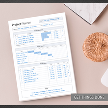 Load image into Gallery viewer, Project Planner Notepad | A4 Project Management Desk Pad for Tasks, Timelines, Deadlines, Priorities & Project Organisation
