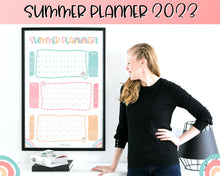 Load image into Gallery viewer, Kids Summer Calendar 2023 | Summer Poster, Summer Countdown, Printable Planner & Checklist | Colorful Sky