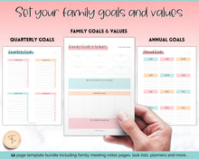Load image into Gallery viewer, Family Meeting Guide - 12pg Printable Bundle with Meeting Agenda | Family Calendar, Household Planner & Home Organization | Colorful Sky
