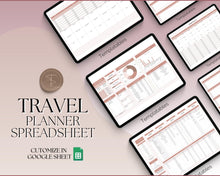 Load image into Gallery viewer, Digital Ultimate Travel Planner | Google Sheets Editable Travel Spreadsheet, Trip Expense Tracker, Packing List, Vacation Schedule | Nude