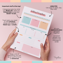 Load image into Gallery viewer, Brain Dump Notepad, A4 Productivity Planner for To Do Lists, Priorities, Follow Ups & Daily Task Organisation