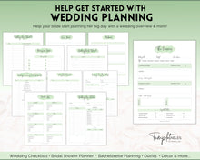 Load image into Gallery viewer, 50pg Maid of Honor Planner Bundle - Matron of Honor Wedding Planner | To Do List for Bridal Showers & Bachelorette | Green