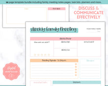 Load image into Gallery viewer, Family Meeting Guide - 12pg Printable Bundle with Meeting Agenda | Family Calendar, Household Planner & Home Organization | Colorful Sky