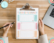 Load image into Gallery viewer, Kids Summer Calendar 2023 | Summer Poster, Summer Countdown, Printable Planner & Checklist | Colorful Sky