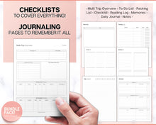 Load image into Gallery viewer, Ultimate Travel Planner Bundle | 30 Templates for Trip and Vacation Planning, Roadtrip Diary, and Holiday Journal - Includes Packing Lists!