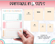 Load image into Gallery viewer, Kids Summer Calendar 2023 | Summer Poster, Summer Countdown, Printable Planner & Checklist | Colorful Sky