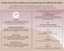 Load image into Gallery viewer, ADHD Planner Spreadsheet for Neurodivergent Adults | Google Sheets Daily & Weekly Planner, Symptom Tracker, Brain Dump & To Do Lists | Nude