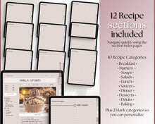 Load image into Gallery viewer, Digital Recipe Book for GoodNotes | Digital Recipe Template, Meal Planner, Cookbook Template for the iPad | Luxury
