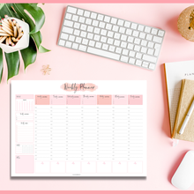 Load image into Gallery viewer, Weekly Hourly Planner Notepad, Daily Planner Desk Pad, Weekly Schedule, To Do List Note Pad, ADHD Planner | 50 Undated Tear Away Sheets A4 | Pink