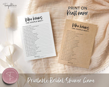 Load image into Gallery viewer, 'Who Knows the Couple Best' Bridal Shower Game Printable